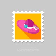 Beach Hat flat stamp with long shadow