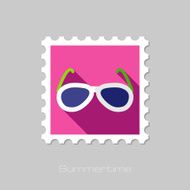 Sunglasses flat stamp with long shadow