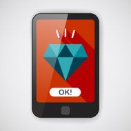 diamond flat icon with long shadow eps10