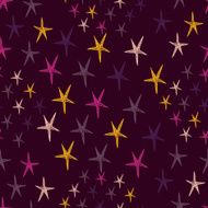 Seamless pattern with colorful hand drawn doodle stars