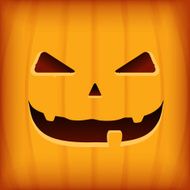 Halloween Greeting Card Design template with orange pumpkin
