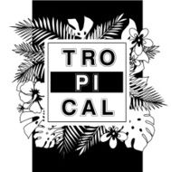 Tropical paradise T-shirt or poster design print with palm