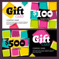 Vector gift card or voucher abstract watercolor squares stains background