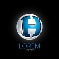 Abstract Vector Design Element - Metal H logo sphere template N2