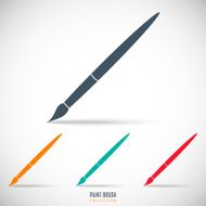 set paint brush colored icon isolated on gray background
