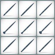 set paint brush icons gray color isolated on background