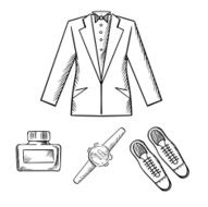 Male formal outfit with jacket shoes watch