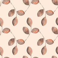 Pattern with branches Watercolor leaves Vector seamless pattern 1
