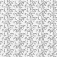 White vector floral 3d seamless pattern background