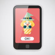 cute witch flat icon with long shadow eps10