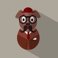 Dog flat icon with long shadow