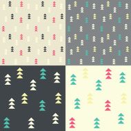 Collection of four seamless patterns with geometric triangles