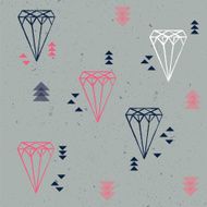 Geometric diamonds and triangles seamless pattern