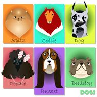 set with dogs heads