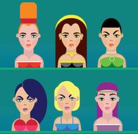 Set of six different girls