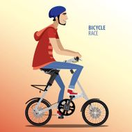 Man on fashionable folding bike