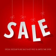 SALE paper letters on a red background