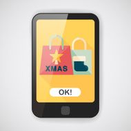 Christmas shopping bag flat icon with long shadow eps10