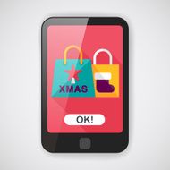 Christmas shopping bag flat icon with long shadow eps10 N2
