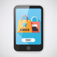 Christmas shopping bag flat icon with long shadow eps10 N3