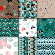 Set of seamless colorful retro patterns Hipster geometric style design