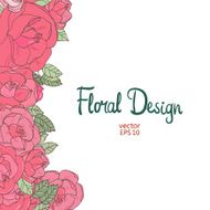 Vintage wedding border with pink roses N2