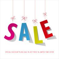 SALE paper letters colorful on a white background