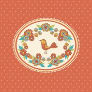 Floral frame with bird
