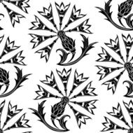 Seamless pattern with stylized cornflower Vector hand-drawn floral background