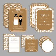 Set of floral vintage wedding cards Wedding invitation tag