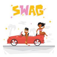 Swag boy and sexy girl vector illustration