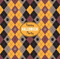 Seamless pattern Of Vintage Happy Halloween Tartan Texture N3