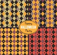 Seamless pattern Of Vintage Happy Halloween Tartan Texture Set