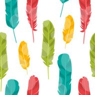 Pattern with colored feathers Vector Illustration