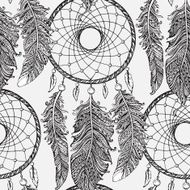 Seamless pattern with hand drawn dream catchers