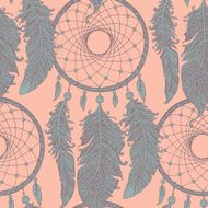 Seamless pattern with hand drawn dream catchers N2