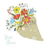 Bunch of flowers in the paper wrapping card