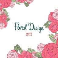 Vintage wedding border with pink roses N3