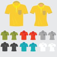 Set of templates colored polo shirts for man and women