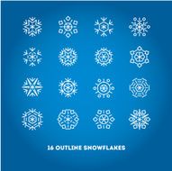 Snowflakes outline icons set for new year card interface illustration