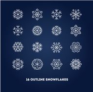 Snowflakes outline icons set for new year card interface illustration N2