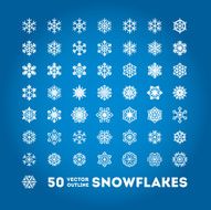 Snowflakes outline icons set for new year card interface illustration N3