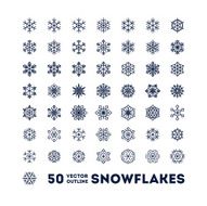 Snowflakes outline icons set for new year card interface illustration N6