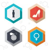 Wedding dress icon Women shoe sign Perfume