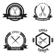 Set of tailor logo labels emblems Tailor shop theme