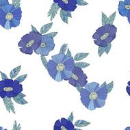 Blue flowers on white background N7