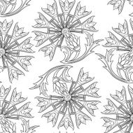 Seamless pattern with stylized cornflower Vector hand-drawn floral background N2