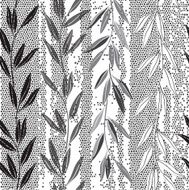 Monochrome seamless pattern of abstract branches on the mosaic background