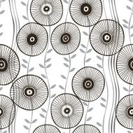 Seamless pattern of abstract flowers Monochrome vector background