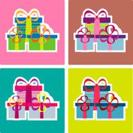 Colorful Christmas striped gifts set